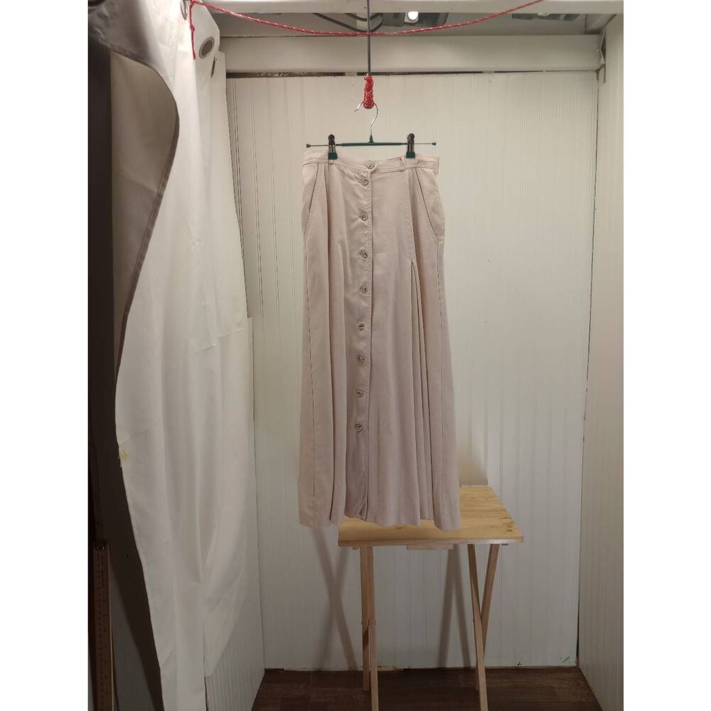 ❤️100% Linen Vintage LIZ CLAIBORNE blush pink riding skirt circle skirt, pockets - Picture 6 of 6